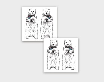 Set of 2 Temporary tattoos BEAR