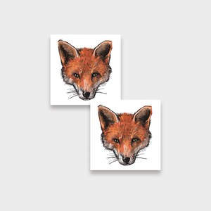 Tatuaggi temporanei FOX / Tatuaggio finto pretagliato colorato impermeabile per festival, bambini e feste / Set da 2