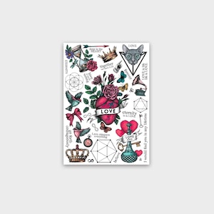 Temporary tattoos LOVE | Waterproof artistic fake tattoo set - festival, party, kids
