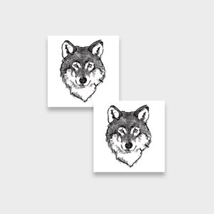 Temporary tattoos WOLF | Waterproof fake party, festival, kids tattoo, Set of 2 pre-cut