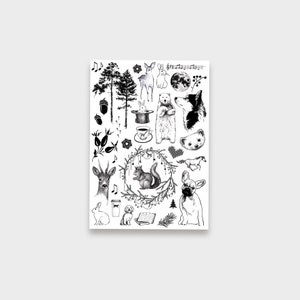 Temporary tattoos WINTER BLACK&WHITE | Waterproof artistic fake tattoo set - festival, party, kids