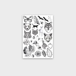 Temporary tattoos LIVING BEINGS | Waterproof artistic fake tattoo set - festival, party, kids.