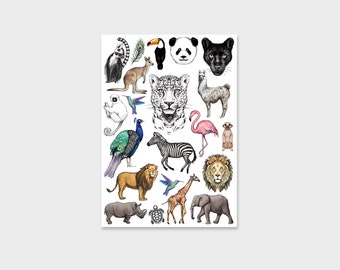 Temporary tattoos EXOTIC ANIMALS | Waterproof colourful fake tattoo set - festival, party, kids.