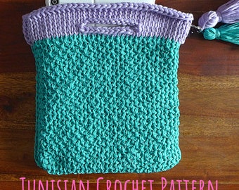 PATTERN for Tunisian Crochet Handbag in Honeycomb Stitch. Lovely Bag Slipcover for Tablet. Easy Level, simple written Instructions. Tutorial