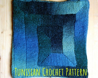 Tunisian Crochet PATTERN for Japanese Knot Bag using ten-stitch-Technique. Asymmetrical Handles. Ombre Yarn. Simple Stitch only. Easy Guide