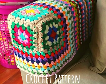 PATTERN for Armrest Cover in Granny Square style. Sofa arms Cap against Use, Holes, Wear, Stains. Recliner Couch Protection for Scratches