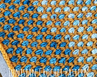 PATTERN for Tunisian Crochet Blanket. Lapghan using Moroccan Tiles Terrazzo Stained Glass Technique. Bargello Look. Easy Instructions diy