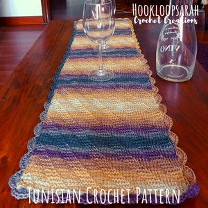 PATTERN in Tunisian Crochet for Table Runner in Furrow Stitch. Beginner-friendly impressive Project. Simple and Purl Stitches. Easy Guide image 2