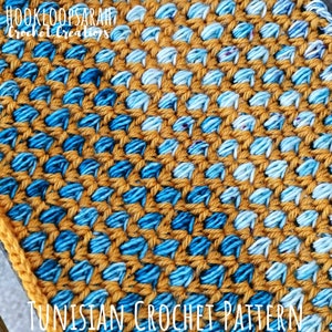 PATTERN for Tunisian Crochet Blanket. Lapghan using Moroccan Tiles Terrazzo Stained Glass Technique. Bargello Look. Easy Instructions diy