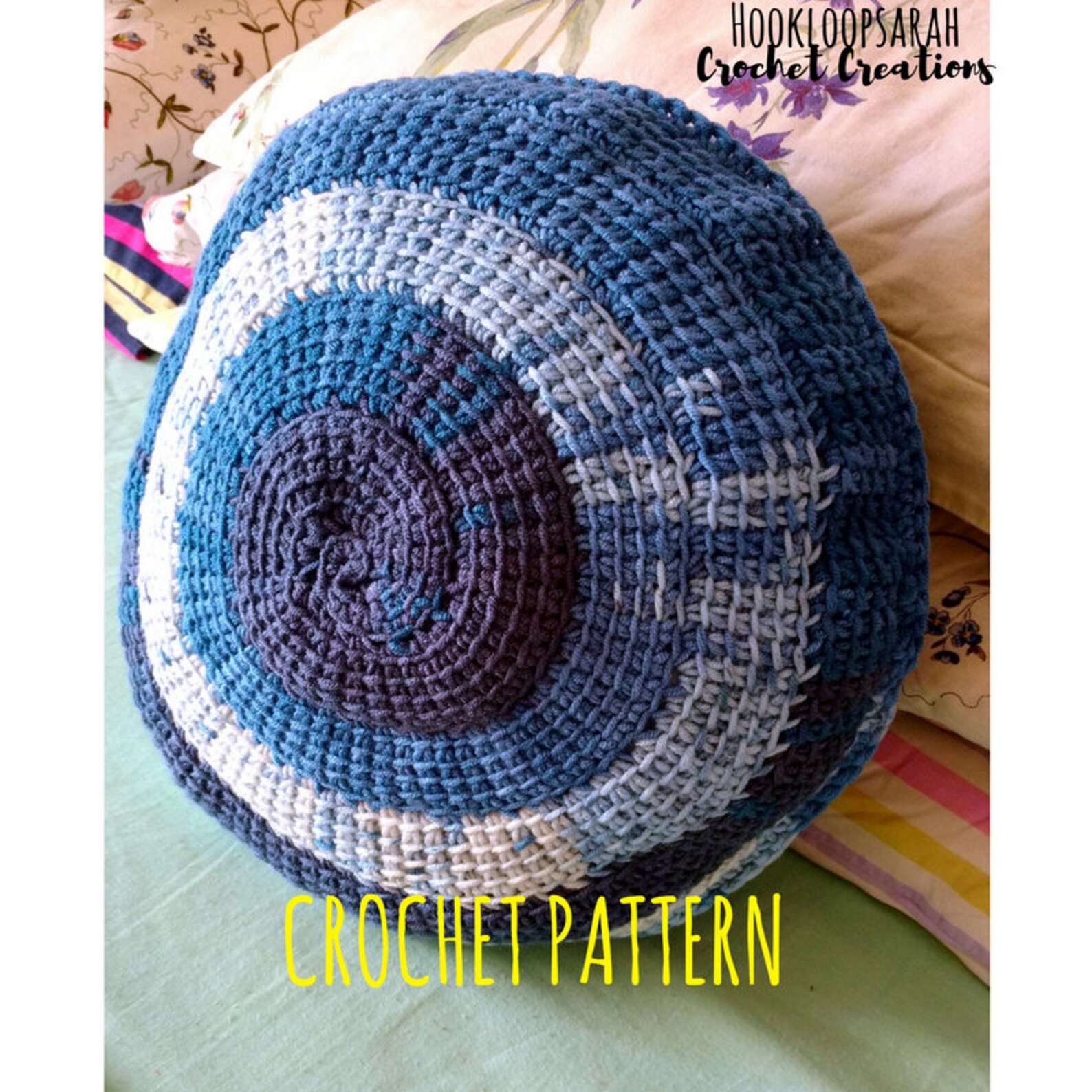 Crochet PATTERN Pillow Cover Tunisian Stitch Spiral. OOAK Home Etsy