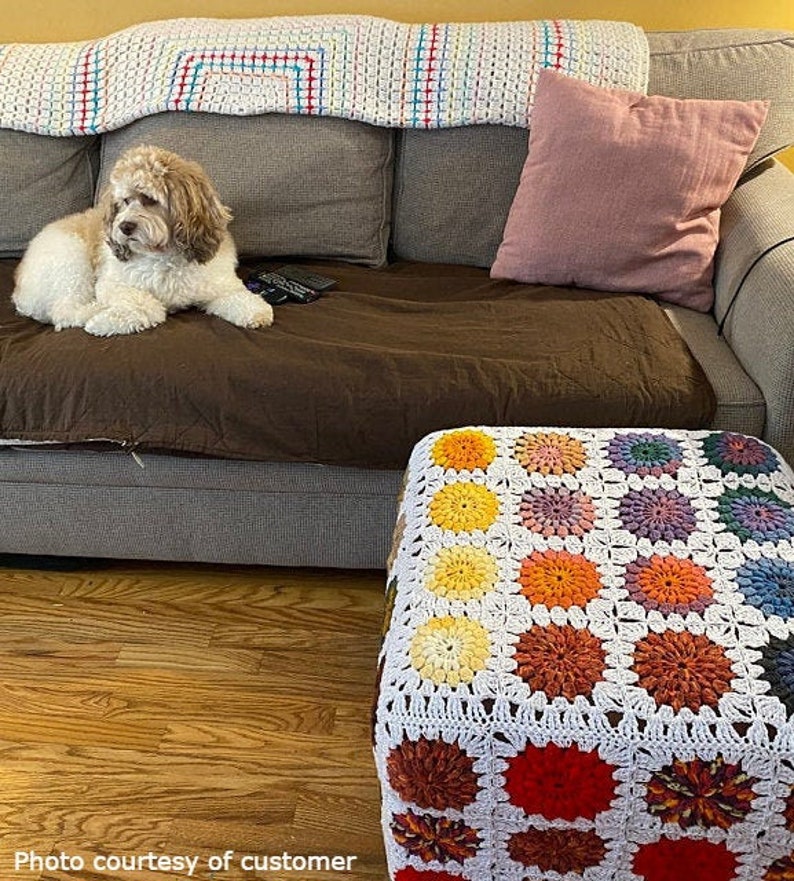 CUSTOM Crochet Ottoman Cover. Granny Square Chair Slipcover. Etsy UK