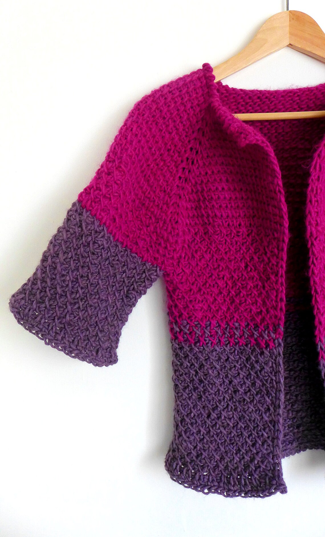 Tunisian Crochet PATTERN for Cardigan in Bicolor. Clothing Etsy