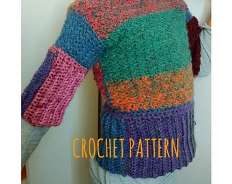 Crochet PATTERN Clothing Sweater. Baby Girl Adult colorful Shirt. Easy Intermediate Level. How to Tutorial. Written Instructions in ENGLISH.