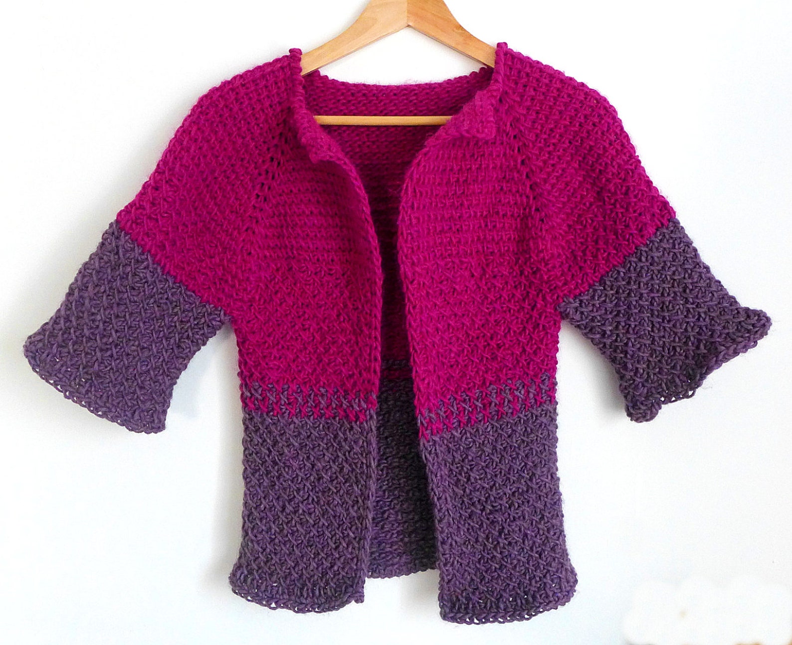 Tunisian Crochet PATTERN for Cardigan in Bicolor. Clothing Etsy
