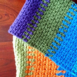 Crochet Scarf Pattern, Colorful Cotton Moss Stitch (PDF Pattern) afbeelding 6