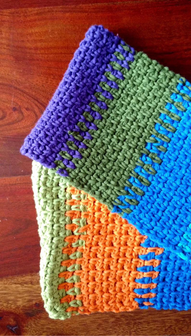Crochet Scarf Pattern, Colorful Cotton Moss Stitch (PDF Pattern) afbeelding 6