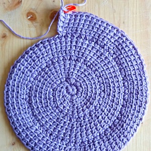 PATTERN for Tunisian Crochet Spiral Rug. Vortex look, Size adjustable to Blanket. Self striping yarn. Easy Instructions, Link to Video image 9