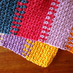 Crochet Scarf Pattern, Colorful Cotton Moss Stitch (PDF Pattern) afbeelding 7