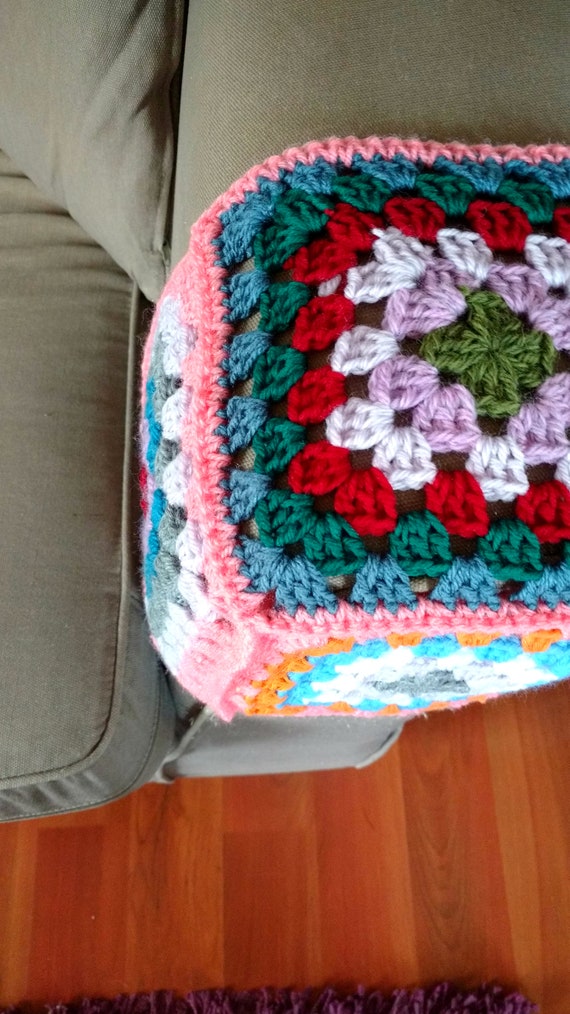 Armrest Cover Crochet Granny Square Design Custom Dimensions Etsy