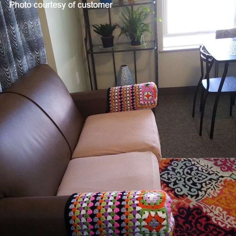 CUSTOM Sofa Arm Rest Covers. Crochet Couch Recliner Cat image 2