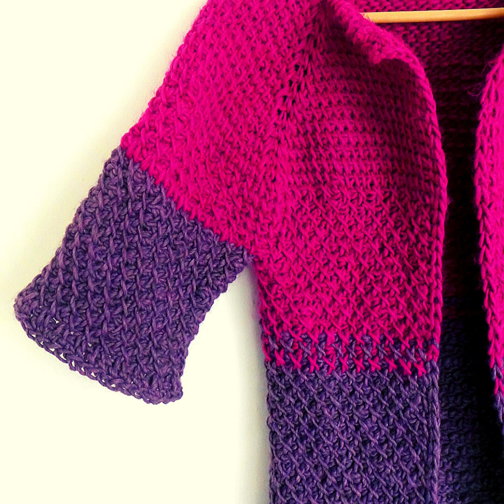 Tunisian Crochet PATTERN for Cardigan in Bicolor. Clothing Etsy