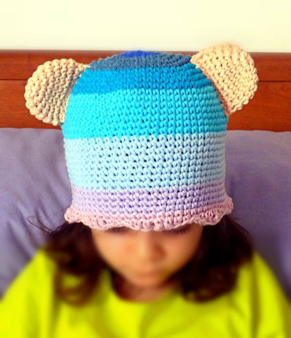 Berretto gatto orso uncinetto. Cappello con orecchie bimba. | Etsy Italia