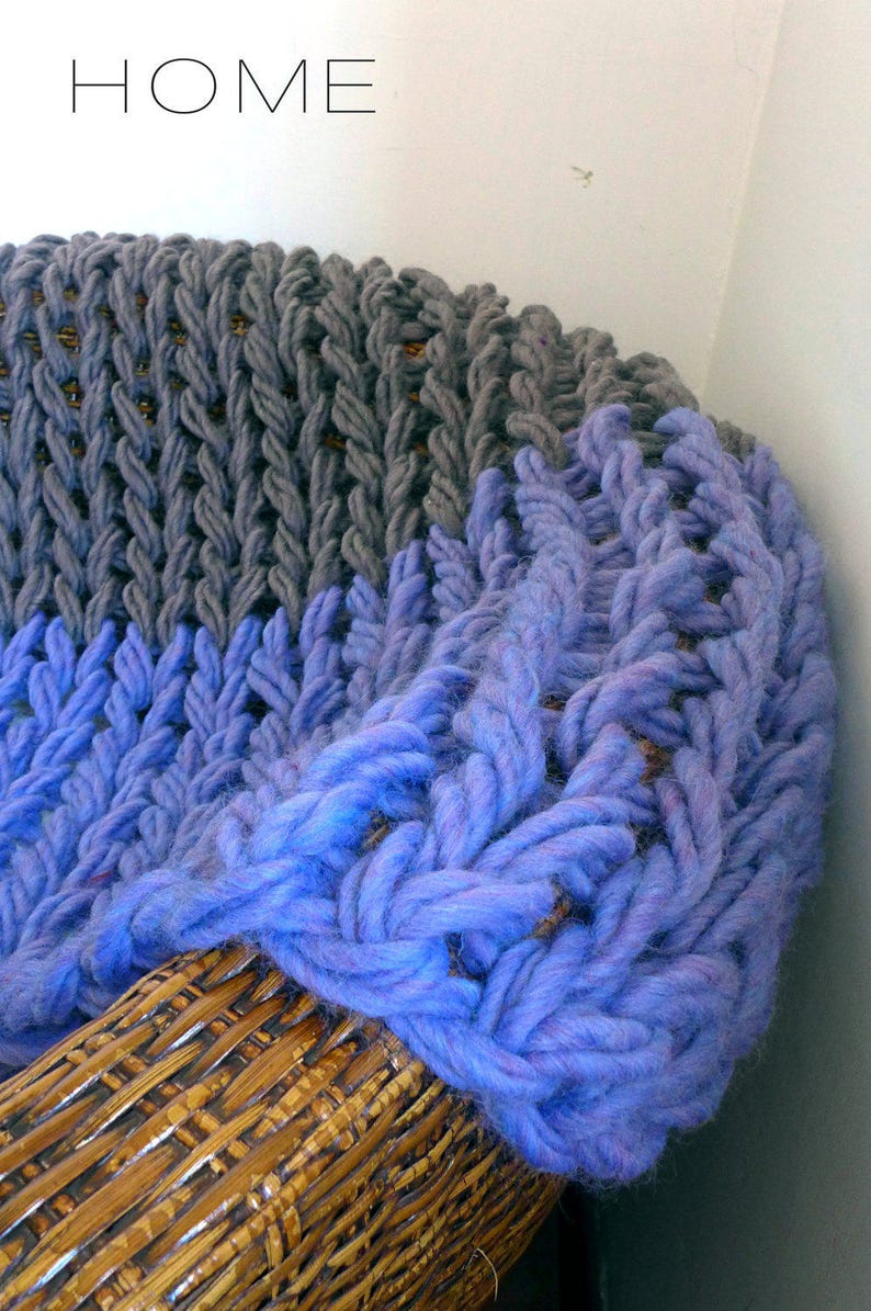 Thick Yarn Blanket Lapghan. Arm knitted Baby Throw. Extra | Etsy