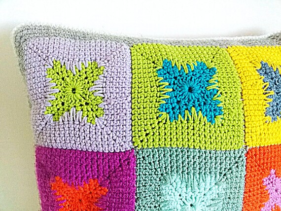 Crochet Pillow Cover Kandinsky Klimt, Squishy Colourful Artistic