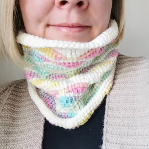 PATTERN Tunisian Crochet Cowl in Wave Stitch. Video Tutorial Scarf Afghan Basics. Beginner-friendly Instructions How-to Guide. Ombre degrade image 2