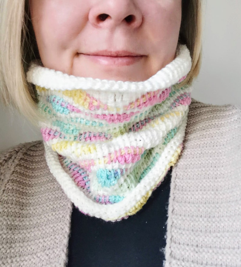 PATTERN Tunisian Crochet Cowl in Wave Stitch. Video Tutorial Scarf Afghan Basics. Beginner-friendly Instructions How-to Guide. Ombre degrade image 2