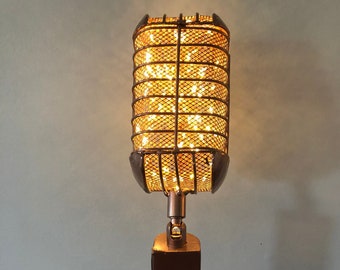 Illuminated Lamp Music Room Decor Recording Studio Retro Lamp Music Art Home Decor Vintage Microphone Light Gift For Musician