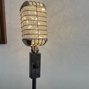 Illuminated Microphone Lamp Personalized Gift Retro Microphone Light Gift for Musician Microphone Lamp Accent Light image 4