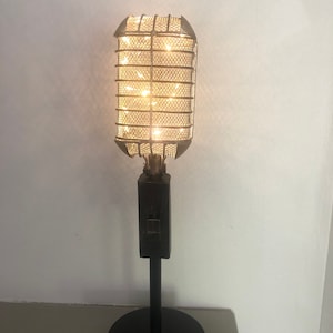 Retro Illuminated Microphone Lamp  Music Decor Microphone Table Lamp Home Decor Accent Light Gift For Her  light Centerpiece Nostalgic Lamp