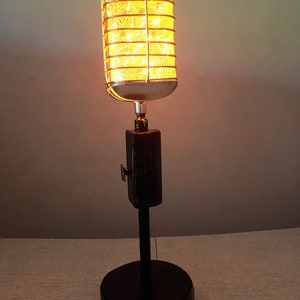 Illuminated Retro Microphone Lamp Vintage Style Microphone Accent Light Home Decor Table Lamp Gift For Her Housewarming Gift Lamp For Studio