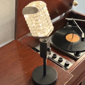 Illuminated Microphone Lamp Personalized Gift Retro Microphone Light Gift for Musician Microphone Lamp Accent Light image 8