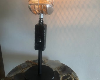 Illuminated Microphone Lamp Retro Microphone Light Table Lamp Home Accent Lamp Hand Made Microphone Light Gift For Home Wedding Centerpiece
