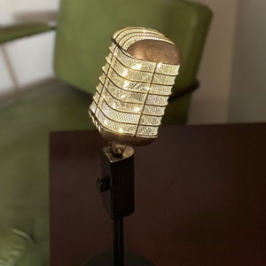 Illuminated Microphone Lamp Personalized Gift Retro Microphone Light Gift for Musician Microphone Lamp Accent Light image 2