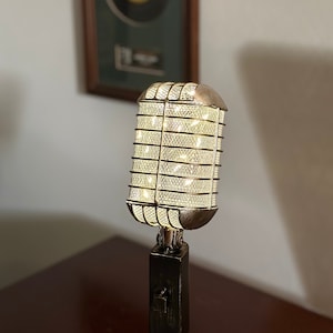 Illuminated Microphone Lamp Personalized Gift Retro Microphone Light Gift for Musician Microphone Lamp Accent Light image 9