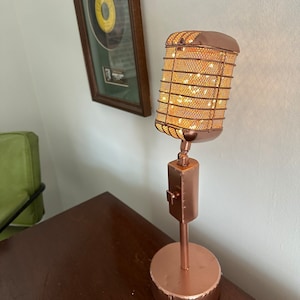 Retro Microphone Illuminated Lamp- Gift For Music Room - Table Lamp