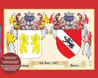 Personalized Double Coat of Arms Family Crest Print (Digital Item)