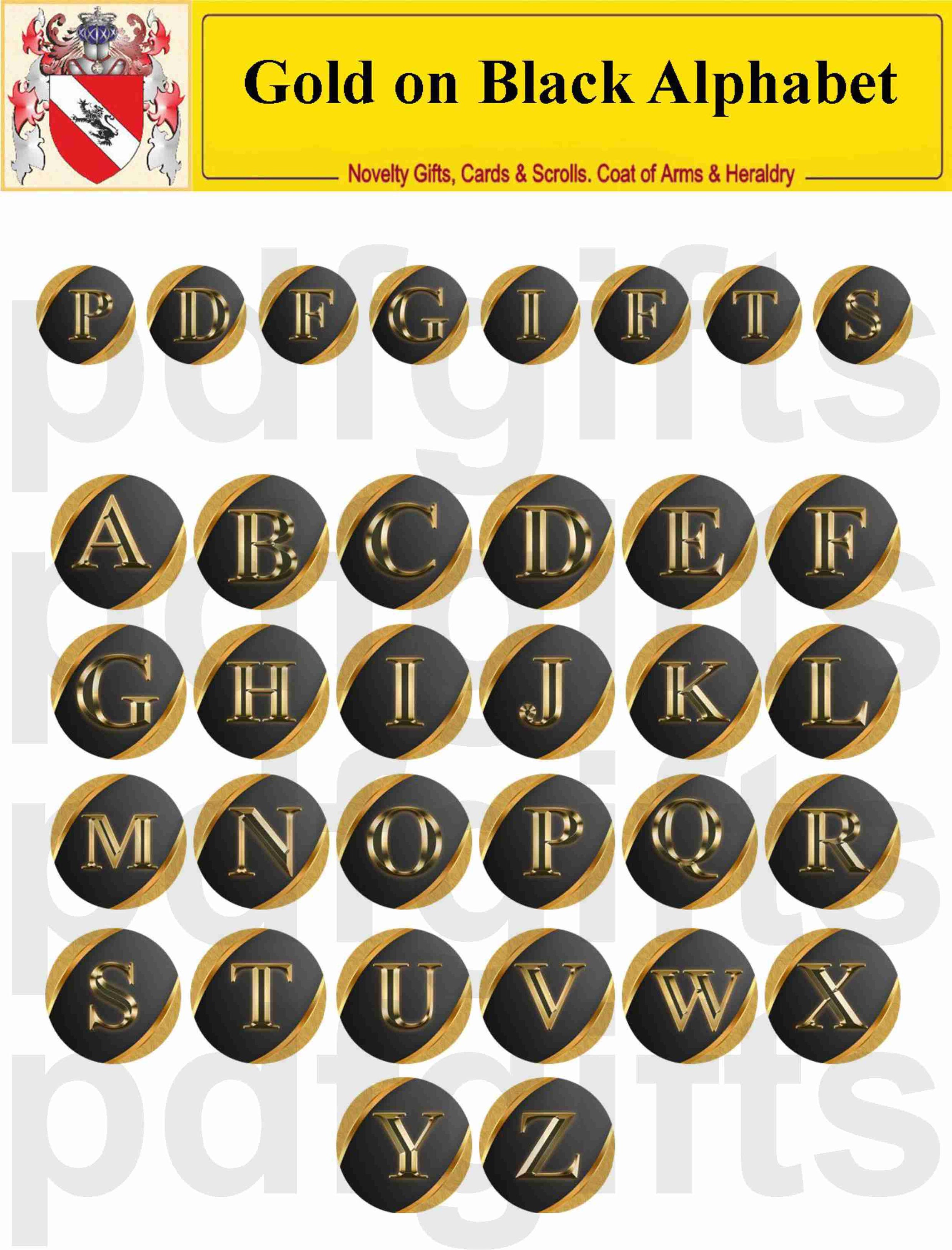 gold on black alphabet letters digital collage sheets etsy