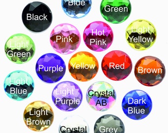 10mm Acrylic Rhinestones: Chamfered Flat Back Gems, Various Colours 100pcs