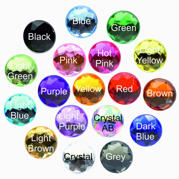 12mm various colours colors Chamfered face multifaceted Resin Acrylic Diamond Crystal Rhinestone flat back Gem Birthstone