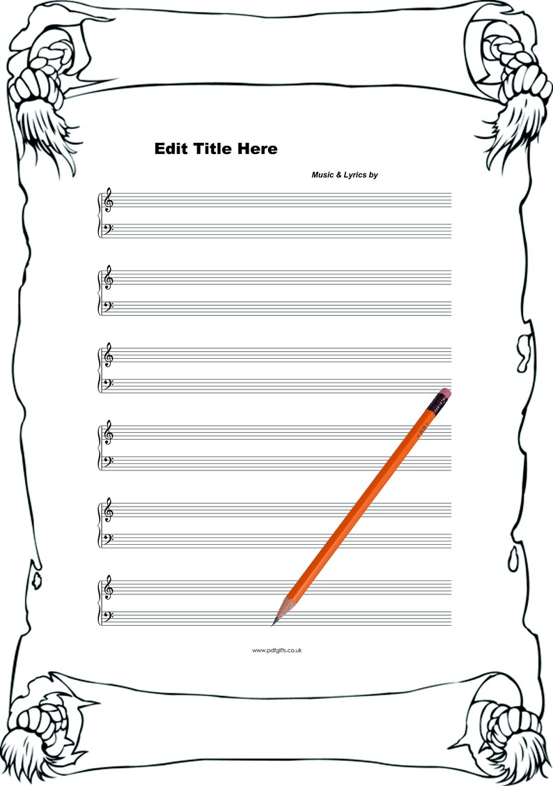 Printable Blank 36 Types Staff Paper Sheet Music Editable Etsy Canada