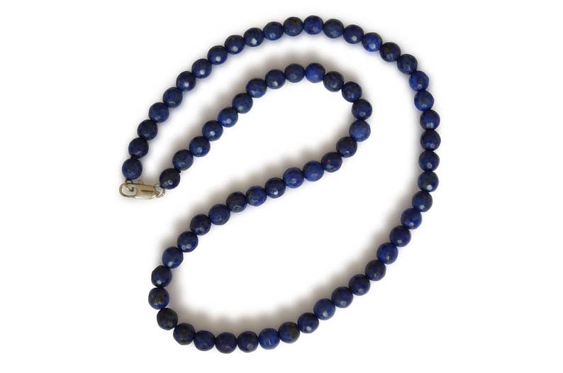 Lapis lazuli necklace, natural lapis lazuli, dark blue, round, faceted, 6 mm image 1