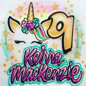 Airbrush Unicorn Birthday Shirt | Free Shipping