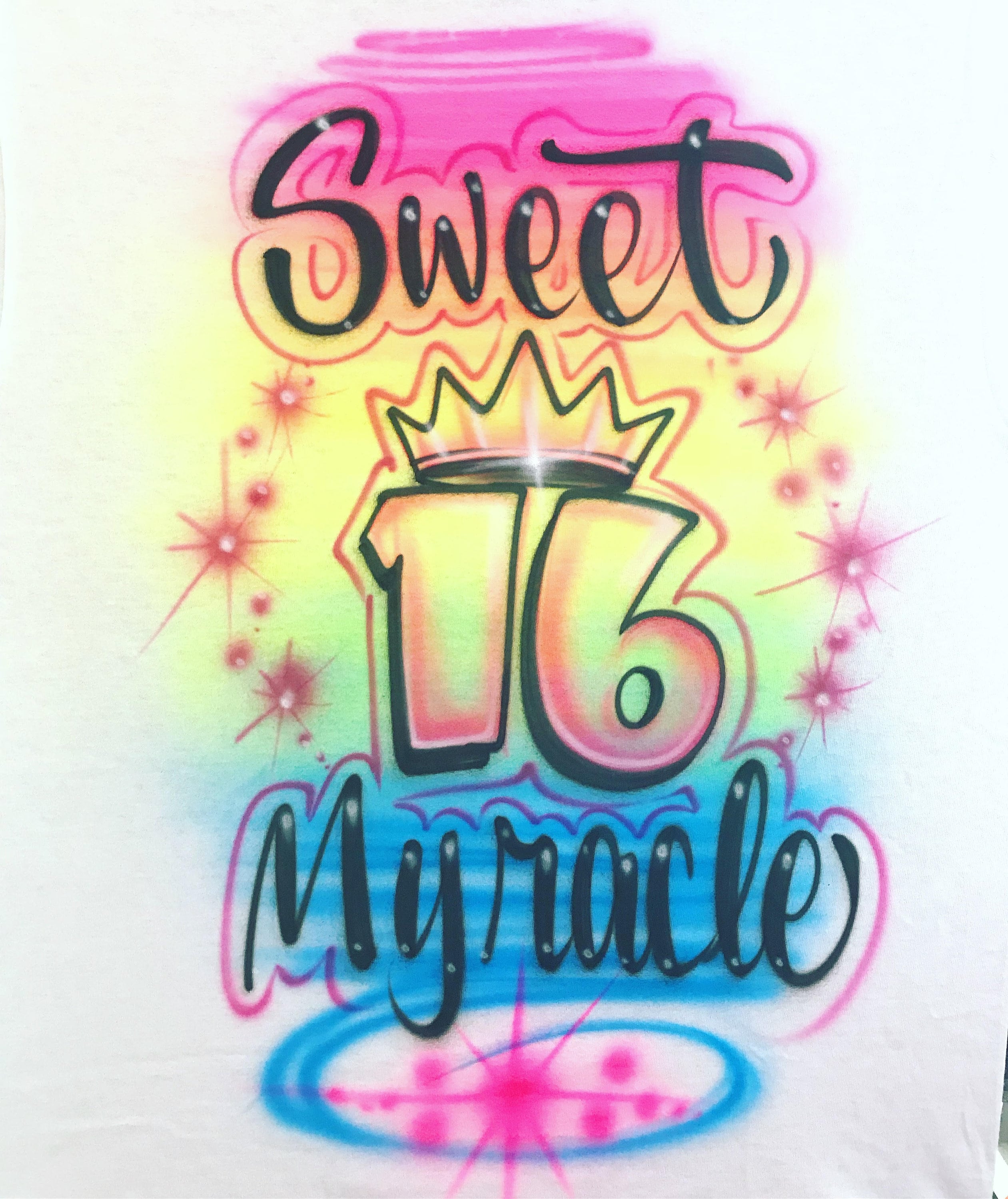 Airbrush Sweet 16 T-Shirt Design - FREE SHIPPING