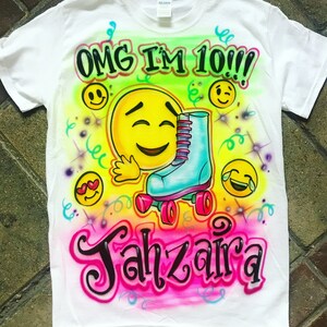 Airbrush Birthday Emoji Skate Shirt | Free Shipping