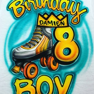 Airbrush Birthday Roller Skate Shirt Design | Free Shipping