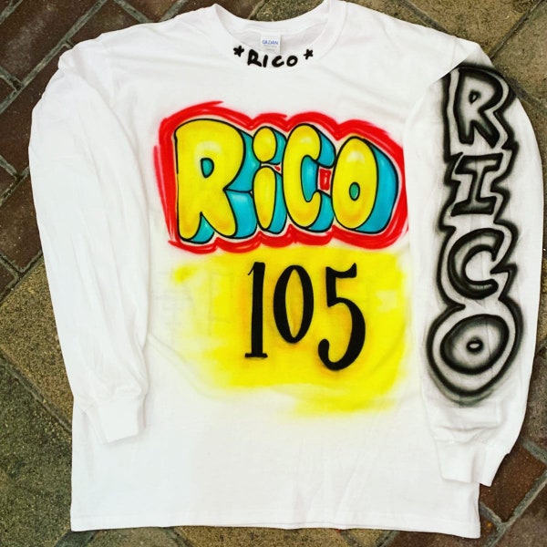 Diseño de camiseta de Rico con aerógrafo pagado por completo / Envío gratis